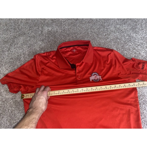Ohio State Buckeyes Authentic Apparel Polo Shirt Red Mens XL NCAA Performance - Picture 5 of 8